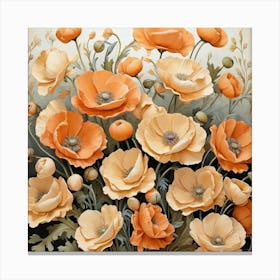 Apricot Poppies Art Print 3 Canvas Print