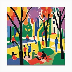 Urban Park Scene in Style of Matisse 1 Canvas Print