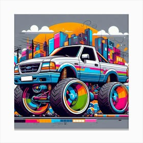 Ford Ranger Pickup Truck Vehicle Colorful Comic Graffiti Style Canvas Print