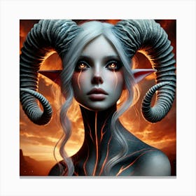 Demon Girl With Horns 7 Canvas Print