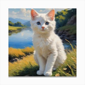 White Cat With Blue Eyes Canvas Print