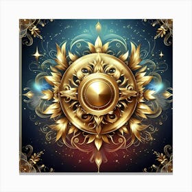 Golden Ornamental Frame Canvas Print