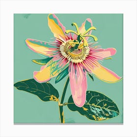 Passionflower Square Flower Illustration Canvas Print