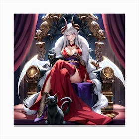 White Hair Demon Queen Canvas Print