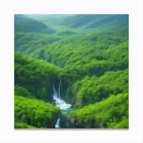 Waterfalls In The Mountains Canvas Print