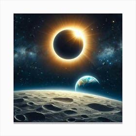 Solar Eclipse Over The Moon Canvas Print