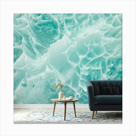 Abstract Nature Inspired Wallpaper Featuring A Turquoise Pattern With Splashes And Ripples Projecte (3) Canvas Print