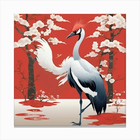 Default Japanese Red Crown Crane Bedroom Art 2 Canvas Print