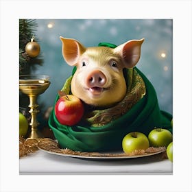 STILL LIFE PIG CHRISTMAS Canvas Print