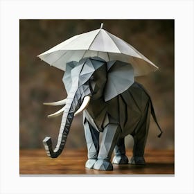 Origami Elephant With Umbrella Canvas Print