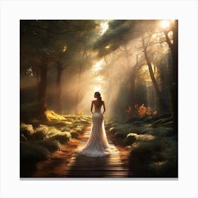 Beautiful Bride In The Forest Canvas Print