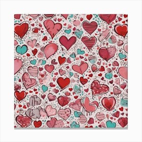 Hearts On A White Background 1 Canvas Print