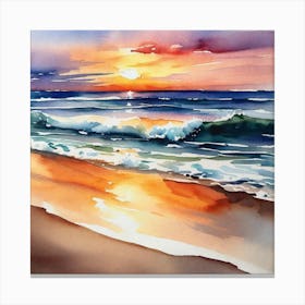 Watercolor Of A Sunset Canvas Print