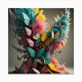 Butterflies On A Tree Canvas Print