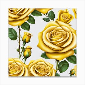 Yellow Roses Seamless Pattern 5 Canvas Print