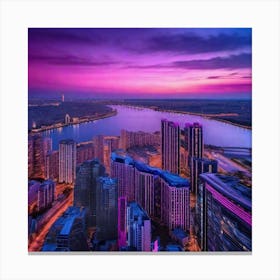 Sunset Over A City Canvas Print