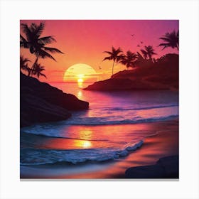 Sunset On The Beach 117 Canvas Print