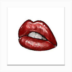 Red Lips, Drawing Canvas Print