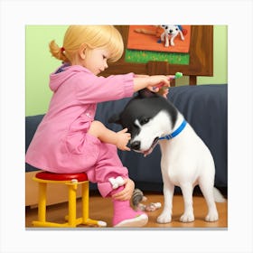 Dreamshaper V7 For A Child Playing With A Pet This Painting Ca 0 Canvas Print