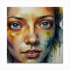 Watercolor Portrait Of A Woman 29 Canvas Print