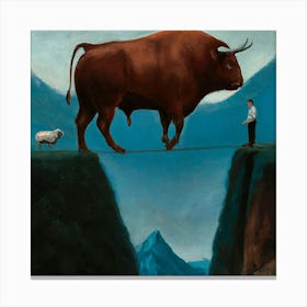 Bull On A Rope Canvas Print