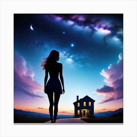 Woman Walking To Her House Canvas Print