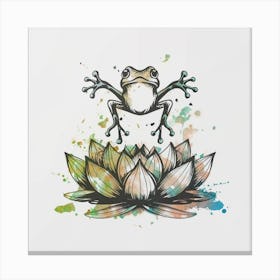 Frog On Lotus Canvas Print