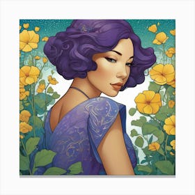 Asian Girl With Purple Hair 5 Canvas Print