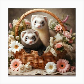 Ferrets In A Basket Canvas Print