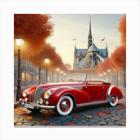 Vintage Car In Paris Canvas Print