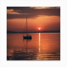 Sailboat At Sunset Canvas Print