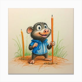 Rat With Pencils Canvas Print