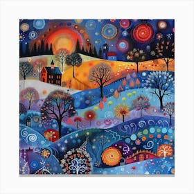 Winter Night Sky Canvas Print