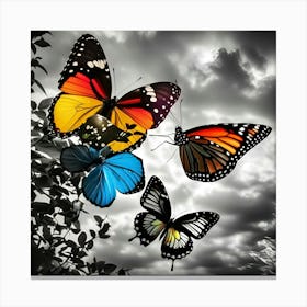 Colorful Butterflies In The Sky 1 Canvas Print