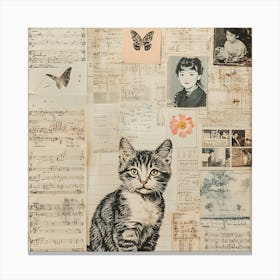 Cat On Paper Canvas Print