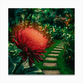 Into The Garden Red 4 Canvas Print