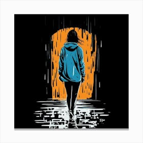 Girl In The Rain Canvas Print