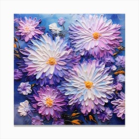 Flowers On A Blue Background 2 Canvas Print