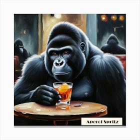 Gorilla At The Bar with Aperol Canvas Print