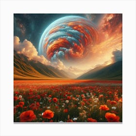 Poppies In The Sky Canvas Print