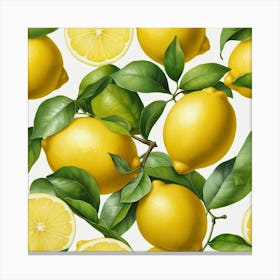 Lemons Seamless Pattern Canvas Print