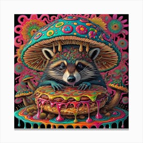 Mushroom Raccoon Canvas Print