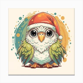 Owl In Santa Hat Canvas Print