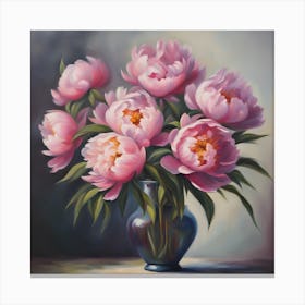 Pink Peonies In A Vase Canvas Print