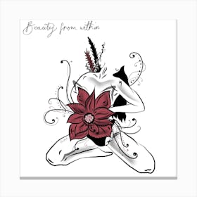 Beauty From Within Square Canvas Line Art Print