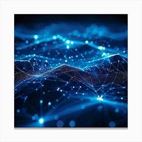 An Abstract Intricate Network Design Glowing With Intense Blue Astounding Waves Coursing Through C Canvas Print