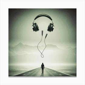 Headphones On The Road Canvas Print