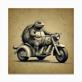 Turtle On A Motorcycle Canvas Print