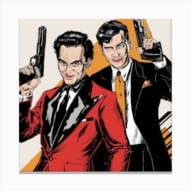 Two Men Holding Guns 1 Canvas Print