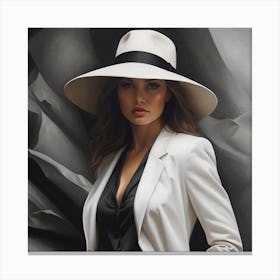 Woman In A White Hat Canvas Print